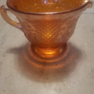 Carnival Glass Footed Sugar Bowl - Iridescent Amber